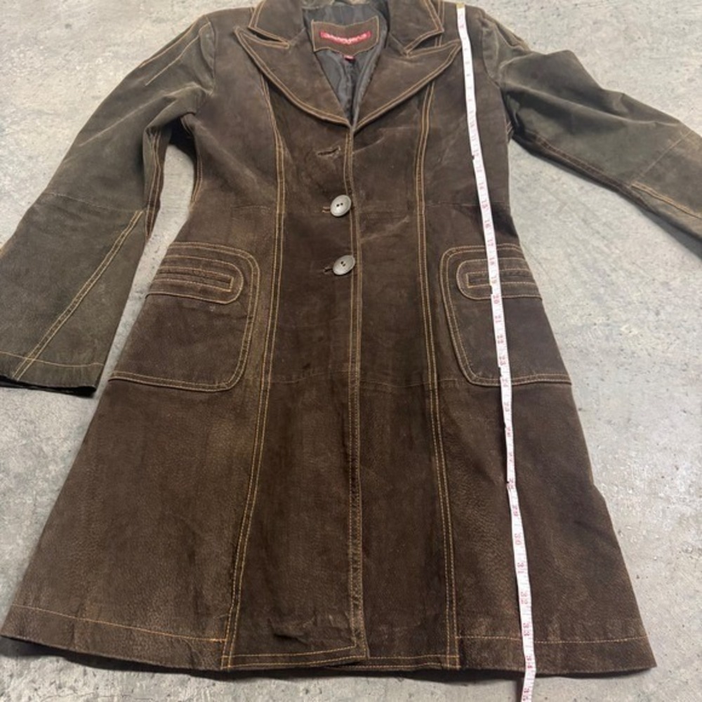 Jennyfer J Pennylane Coat Jacket S/M Retro Western VTG Y2k Women's Brown Leather - Picture 7 of 8